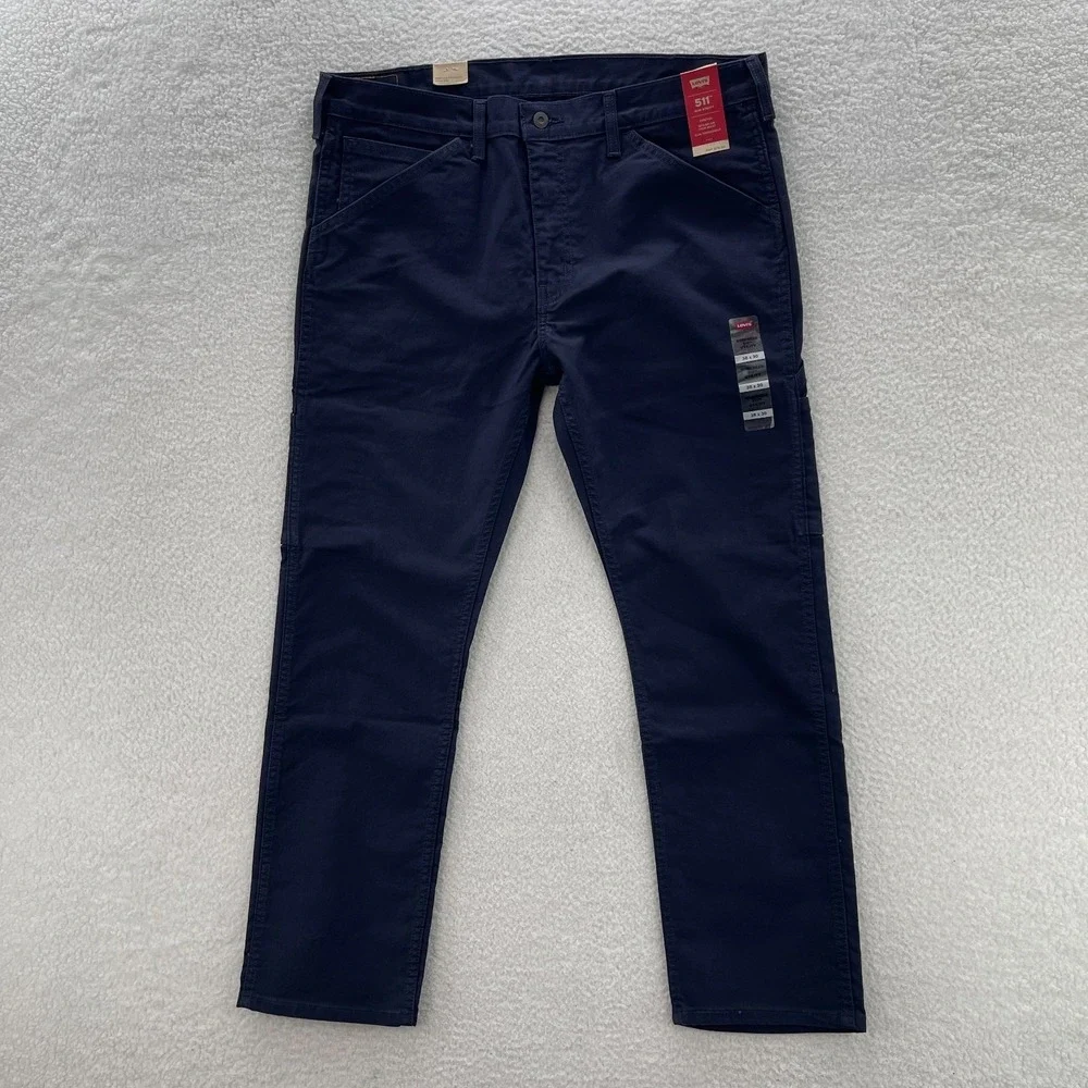 Levis Pants Mens 38x30 Blue 511 Slim Utility Canvas Carpenter Y2K 90s Workwear